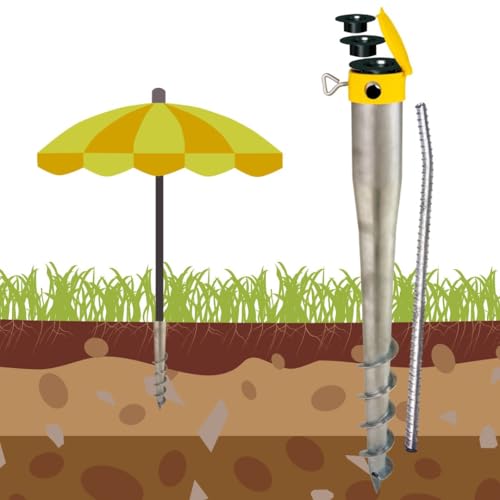 Krinner Schraubfundament Erdspieß Bodendübel Einschraubhülse Sonnenschirmständer Wäschespinne incl. Eindrehstange Reduzierhülsen Bodenhülse Sonnenschirm 20040 Kompakt Allround Set für Garten Wiese