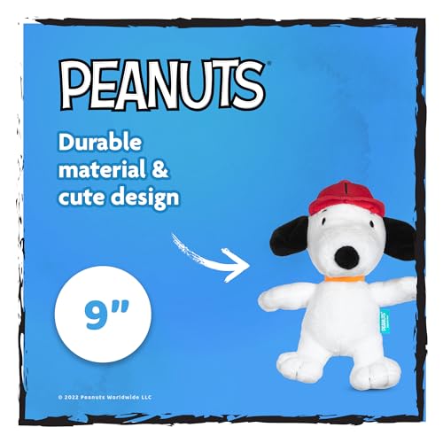 Peanuts for Pets Brinquedo de pelúcia de beisebol Snoopy de 23 cm – Brinquedo para cães grandes, méd