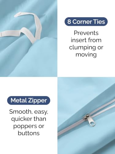 Image of Duvet Cover Oversized King - 3 Piece with Zipper Closure - Light Blue