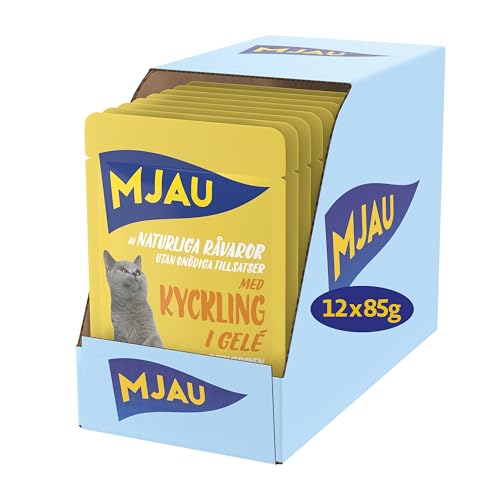 MJAU Comida húmeda para Gatos con Bolsa de porciones (12 x 85 g)