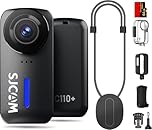 SJCAM C110Plus 4K POV Camera,64GB Mini POV Body Camera,170° FOV,6-Axis Stabilization, Waterproof,Wearable Action Camera for Vlogging,Skiing,Biking,Kids,Helmet Mount,Black