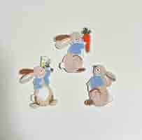 Amazon.co.jp: かわいい うさぎ 兎 にんじん 花 刺繍 ワッペン 3