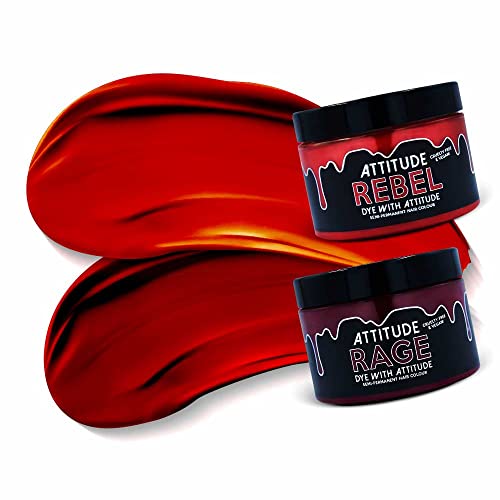 Attitude Hair Dye Coloration semi permanente SEEING RED Duo Ensemble combiné de 2 pots de teinture pour les cheveux Rouge Cover