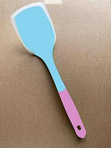 Image of Baskety Heat Resistant Silicone Cooking Turner Non-Stick Spatula Kitchen Utensils (Pack of 2, Blue)
