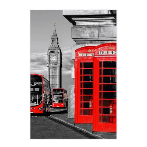 Poster cabine de Londres rétro décollez et collez pour une décoration murale amovible sans trace