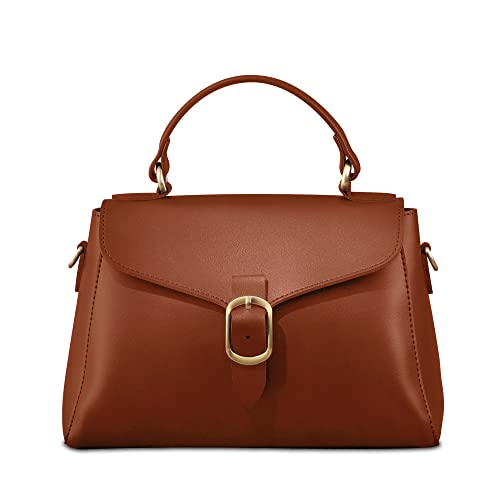 Bolsa feminina vintage de couro vegano com alça superior para alça retrô bolsa casual de ombro simples bolsa clássica, Marrom