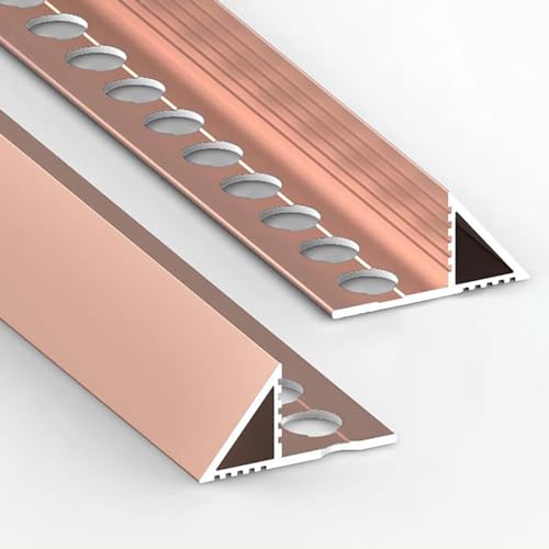 Raouoae Profilé De Carrelage Anodisé Pour Rail De Carrelage Long 125CM, 2 Pièces, Profilé D'angle, Épaisseur 8mm/10mm/12,5mm, Pour Salle De Bain, Salon, Chambre, Balcon, Décoration Intérieure(Rose gol