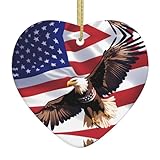 Pendentif en céramique pour sapin de Noël DDCXZPP USA Aigle patriotique avec imprimé drapeau américain Maisons, centres commerciaux, supermarchés et magasins
