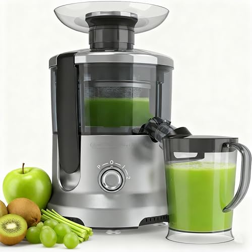Image of Simple Deluxe Centrifugal Juicer Machines, 500W Centrifugal Juicer Extractor with 2 inch Feed Chute for Fruit Vegetable, Electric Juicer with 3-Speed Quick Juicing, Easy to Clean, BPA-Free, Silver