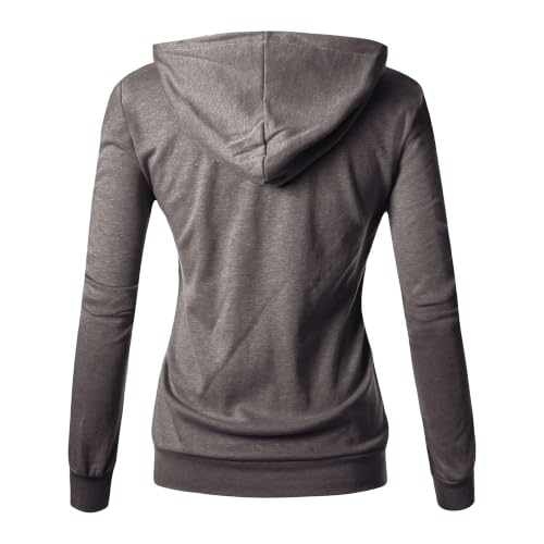 Image of GIVON Womens Casual Zip Up Hoodie Cotton Blend Soft Fabric Basic Layering Hooded Jacket with Kangaroo Pocket