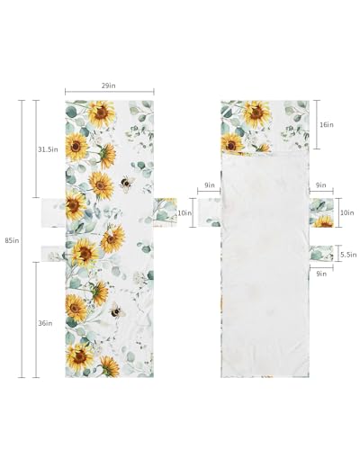 Sunflower Beach Lounge Chair Towel Cover, Soft Chaise Lounge Towel with Side Pockets Patio Pool Chairs Cover for Beach/Pool Sunbathing 29x85 Pastoral Eucalyptus Leaves Botanical Summer Bee