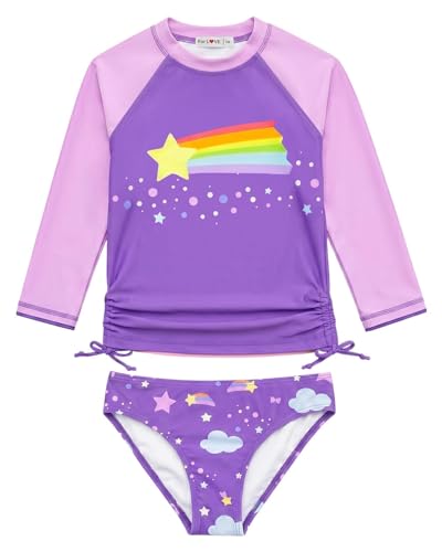 Image of weVSwe Girls Rash Guard Set 2-Piece UPF 50+ Sun Protection Swimsuit 2T-14 Years