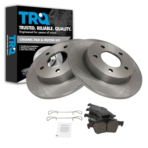 Image of TRQ Rear Brake Pad and Rotor Set Ceramic Solid Rotors | For 2004-2005 Mazda 3