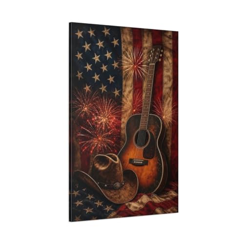 Guitare vintage tableau grand format pour habiller un mur vide au-dessus du canapé