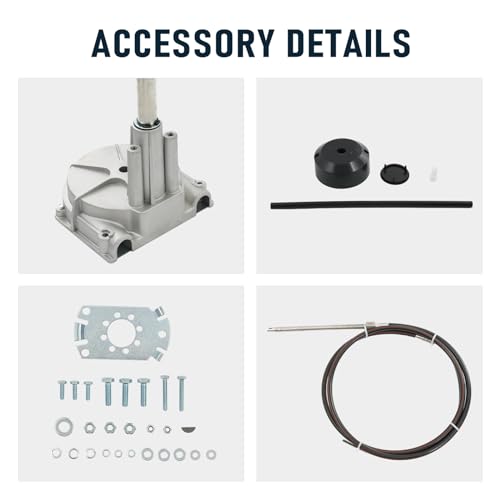 CARMOCAR 12ft Boat Steering Cable Steering System,Outboard Rotary Steering Kit with 13.5 Inch steering wheel,3/4\" Tapered Shaft replacement for Marine Boat
