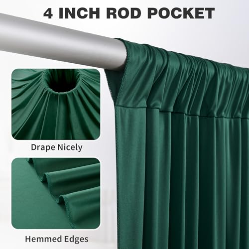 Image of 30ftx12ft Hunter Green Backdrop Curtains for Parties, Wrinkle Free Polyester Hunter Green Photo Backdrop Drapes 6 Panels 12 ft Long Back Drop Cloth for Wedding Birthday Photography Background Party
