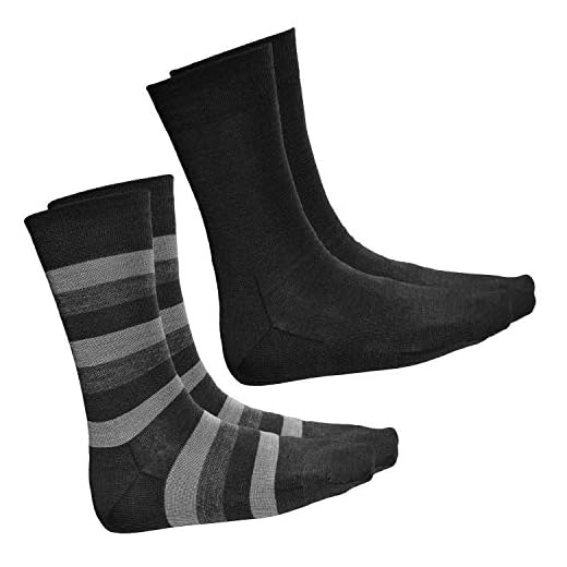 vitsocks Calcetines Invierno LANA MERINO Antiolor Hombre (2 PARES) Suaves Transpirables, negro-gris, 42-43