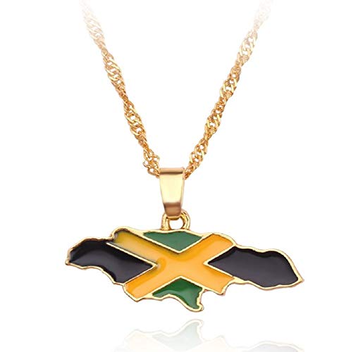 Askana Fashion Unisex Country Flag Map Gold Pendant Necklace cover