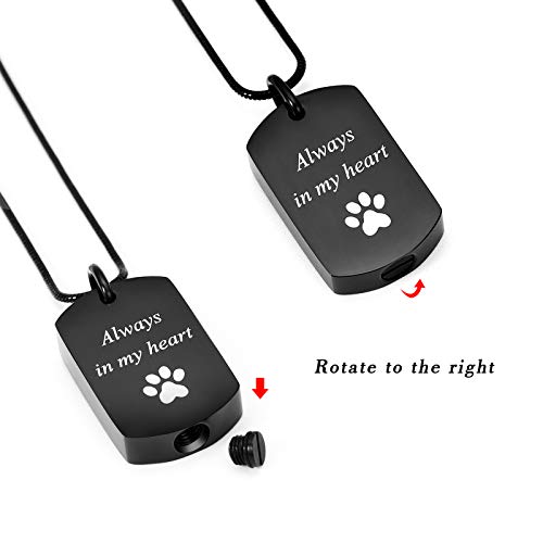 Minicremation Cremation Jewelry Urn Necklace for Ashes Always in My Heart Paw Print Keepsake Pendant Locket for Pet Cat's Dog's Ashes - Image 3
