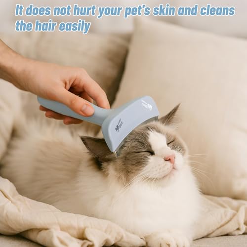Pet Deshedding Brush - Deshedding Brushes for Undercoat, Cat Hair Brushes for Shedding, Cats Grooming Brush, for Dogs, Cat, Shedding, Short Haired Cats, Dog Comb (White) - Image 4