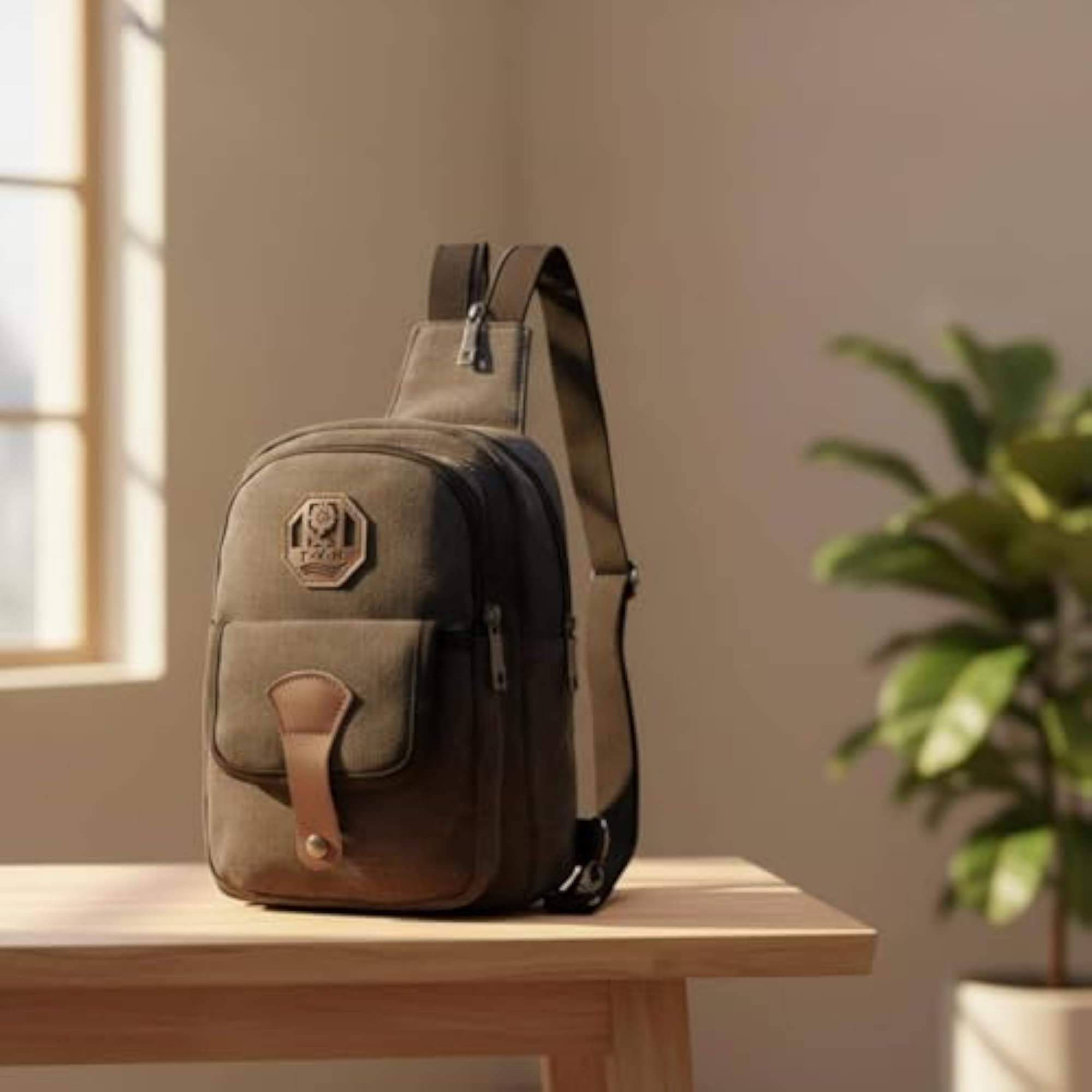 Men's Adjustable Strap Canvas Sling Bag for Travel
