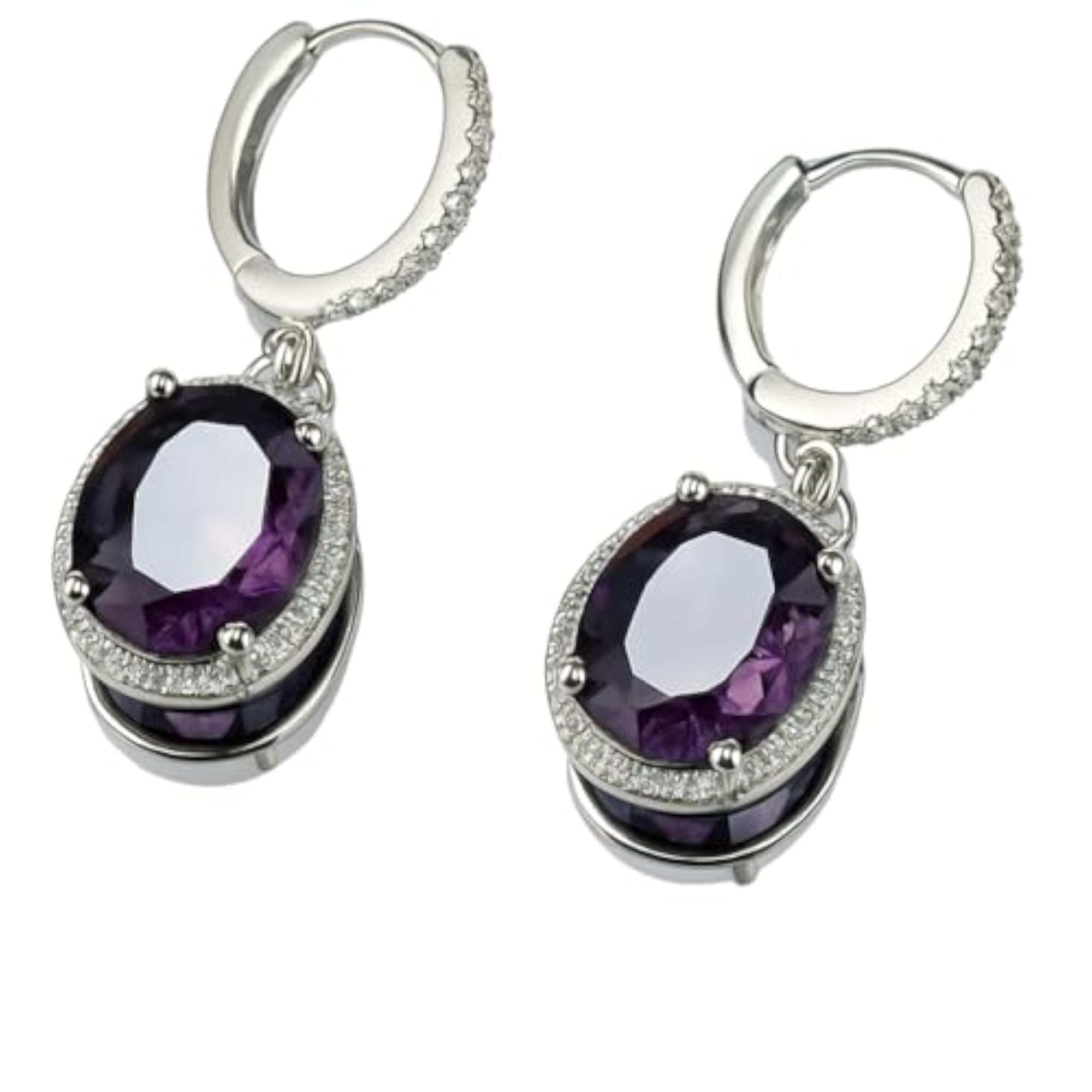 Amethyst Drop Earrings with Diamond Accent