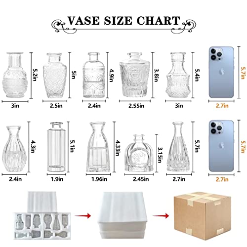 Jarrones decorativos vintage de cristal para mesas pequeñas sin espacio 7