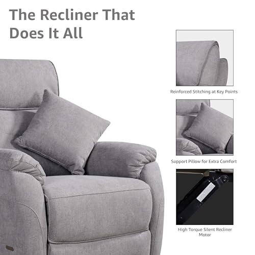 Image of Vero Relax 1-Seater Motorized Recliner Sofa - Dark Grey | Soft Breathable Fabric | Extra Back Support | Eucalyptus Wood Frame | Semi-Knockdown | 5-Year Warranty