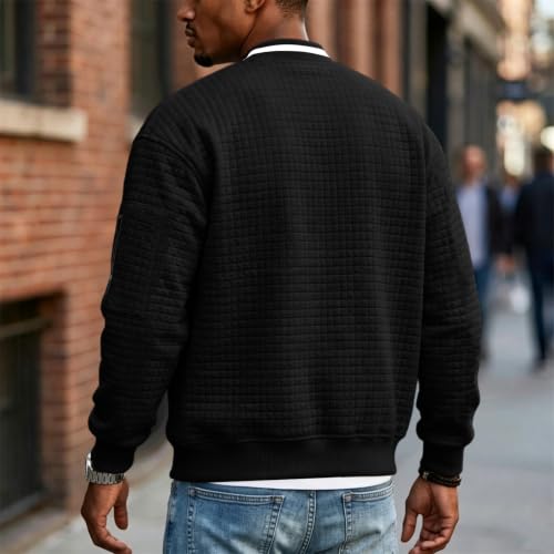 Lightweight Quilted Bomber Jacket Men Zipper Fall Jacket with Sleeve Pocket - image 3