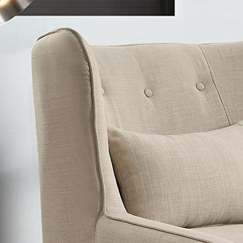 Rosevera Malcolm Liviana Tufted Fine Polyester Wingback Armreat Club Accent Chair With Back Cushion For Living Room Bedroom, Standard, Warm Beige #TOP3