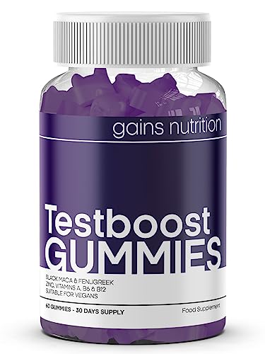 GN Compatible with Testboost Gummies for Men - Natural Testosterone Supplement - Zinc and Magnesium Booster with Maca & Fenugreek - Natural Grape Flavoured, Suitable for Vegans