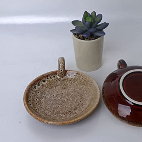 Vosarea Retro Candle Holder Ceramic Pillar Candle Holder With Handle Taper Candle Stand Tray Decorative Candlestick Stands For Candlelight Weddings Holiday Parties Special Events B Tealight Holder #TOP4