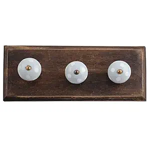 IndianShelf Handmade Dot Hooks Key Hangers Handle Wall Hanging Coat Holders Mount Hat Mug Kitchen Utensils Bathroom (Wooden_Grey_4 Inches)-1 Piece