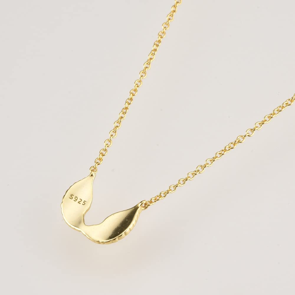 Necklace Collar Colgante Cadena Mujer Hombre Gargantilla De Cadena Larga con Colgante De Pluma De ala Dorada De Plata De Ley 925, Joyería De Lujo para Mujer, Accesorios para Mujer