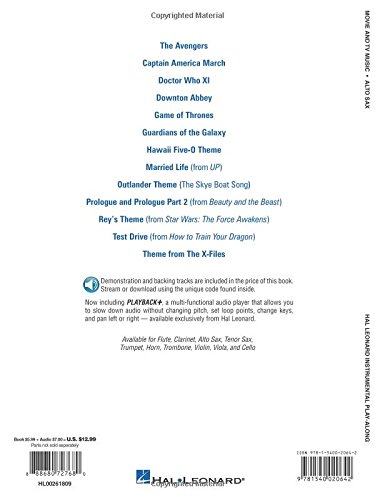 Movie and TV Music for Alto Sax: Instrumental Play-Along Series