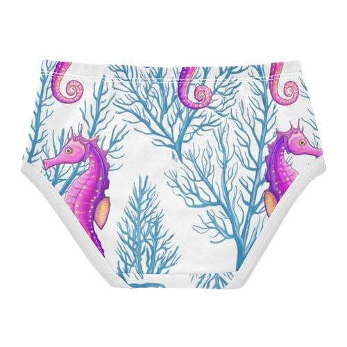 Cotton Toddler Girls Underwear Purple Seahorses Blue Coral Panties for Girl Artistic Undies Kids Briefs 2t2