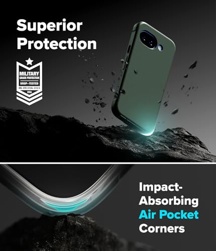 Image of Ringke Onyx for Google Pixel 10a [Anti-Fingerprint Texture] Slim Shockproof Protective Cover with Precise Camera Cutouts & Non-Slip Side Grip Case Back Cover - Dark Green