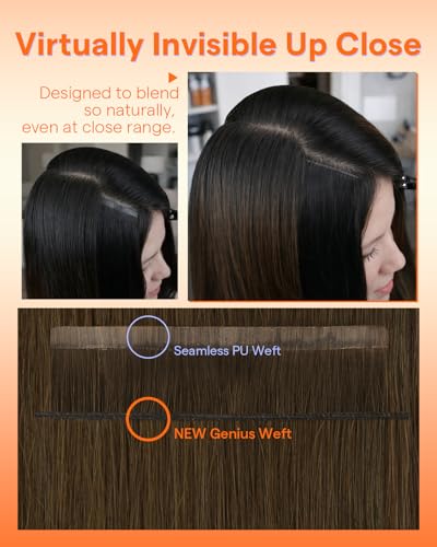 Image of Full Shine Seamless Clip in Hair Extensions Medium Brown 22 Inch 150g 7pcs