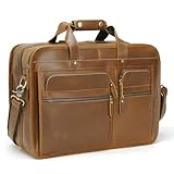 💼Premium Leather: This men's briefcase made of full-grain cowhide leather, which is hand-dyed using vegetable tanning method. This artisan technique maintains a natural look of leather, giving each piece a slightly different pattern and color. So eac...