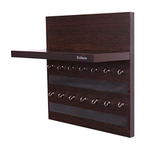 Image of Madhuran Rcbi Engineered Wood Wall Hanging Display Key Holders with Shelf (14 Hooks Wenge) Home, Office, Kitchen, Multipurpose Storage Organizer