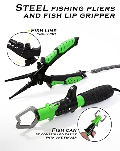 Green Fishing Rod And Reel Combo Telescopic Collapsible Pole Kit Plier 2.1M #TOP5