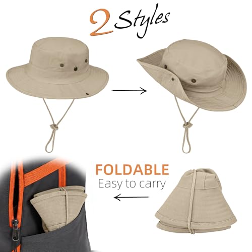 Image of Sun Hats for Men Women Boonie Hat Foldable Fishing Hat UPF 50+ Bucket Hat for Fishing Hiking Garden Safari Beach