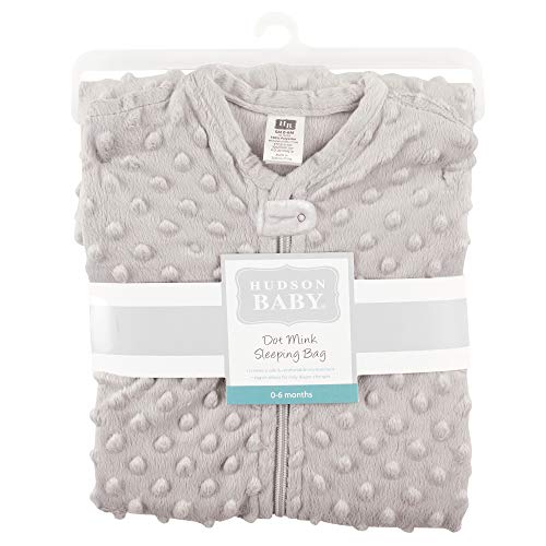 Hudson Baby Unisex Baby Plush Sleeping Bag, Sack, Blanket, Light Gray Dot Mink, 18-24 Months
