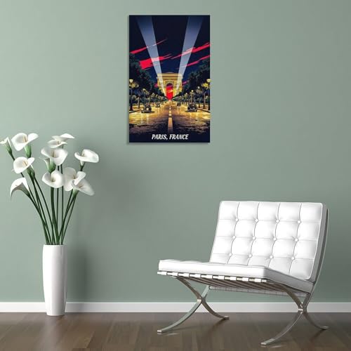 Tableau Arc de Triomphe nuit cuisine decoration murale moderne