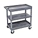 E Series Heavy Duty Utility Cart with 2 Tub/1 Flat Shelves Color: Gray