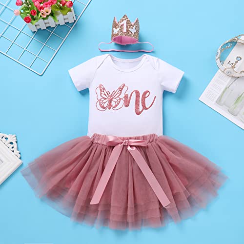IBTOM CASTLE Baby Girl 1st Birthday Cake Smash Outfit Sequin Butterfly Romper Princess Tutu Dress Headband Photoshoot Clothes2