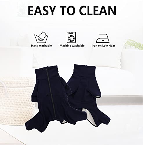 Gemütlicher Polarfleece-Mantel für Hunde, Ganzkörperjacke mit vier Beinen, verstellbarer Overall mit Reißverschluss, Winterkleidung, ideal für Haustiere, mittelgroße und große Hunde, Marineblau-S