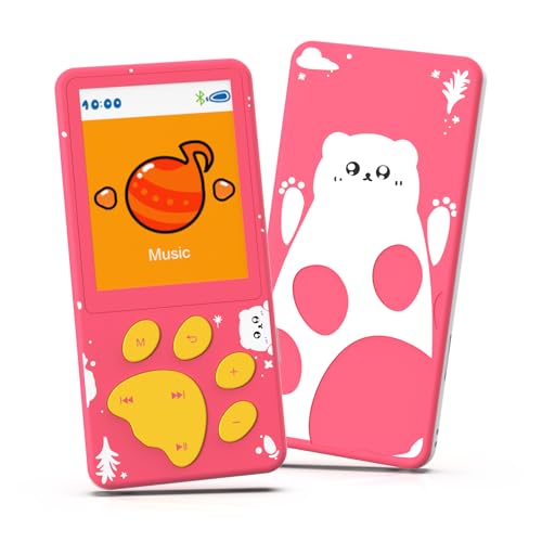 MP3 Player for Kids,32GB Pink Kids MP3 Player with Bluetooth,Speaker, 2.4 inch Color Screen,Soothing Sound,Flashlight,Games,Voice Recorder,Music Player with...