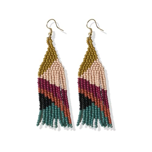 INK+ALLOY Beaded Earrings for Women Dangling, Lennon Seed Bead Medium Fringe Dangle Boho Earrings, Handmade Jewelry for the Modern Bohemian, 3.25-Inch Length
