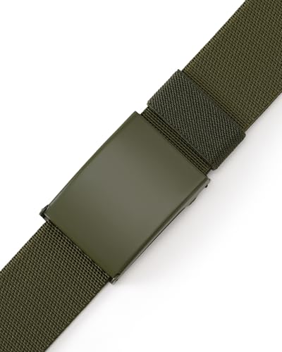 Image of Mile High Life Stretch Canvas Belt for Men, Golf Casual Elastic Web Belt, Top Military Buckle, Adjustable Cut to Fit